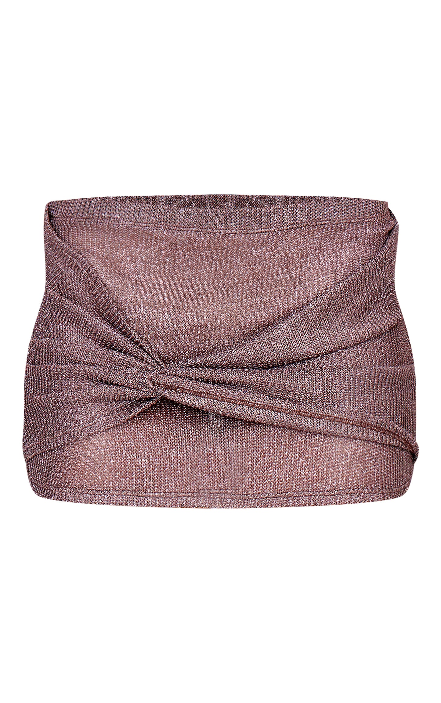 Gold Metallic Knit Knot Detail Mini Skirt Next Day Delivery Before 10PM