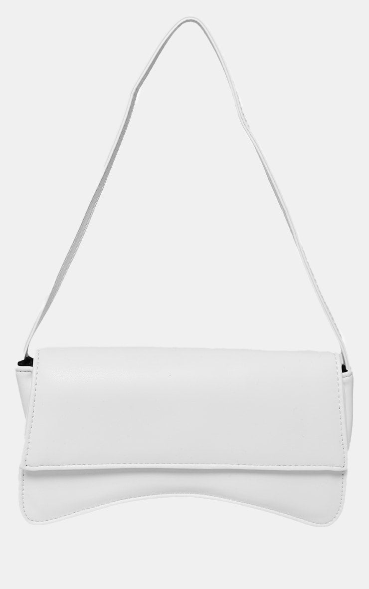 Gold PU Flap Over Baguette Shoulder Bag