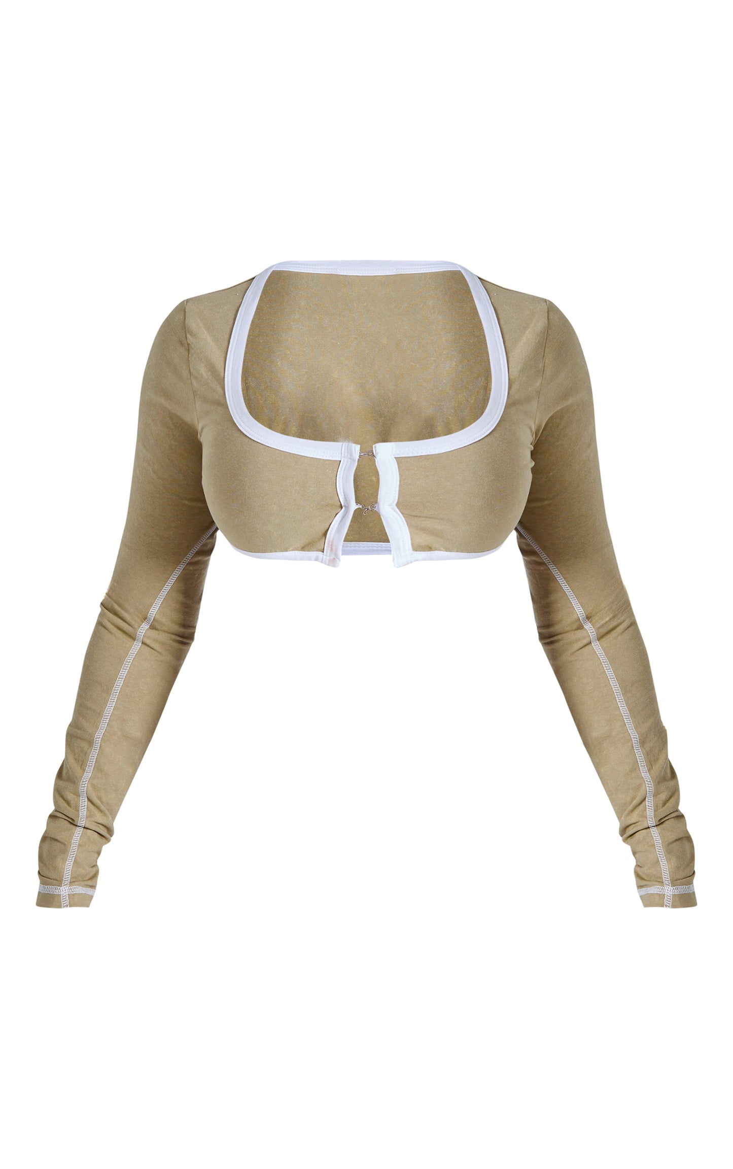 Shape Light Grey Washed Cotton Hook And Eye Long Sleeve Crop Top Next Day Delivery