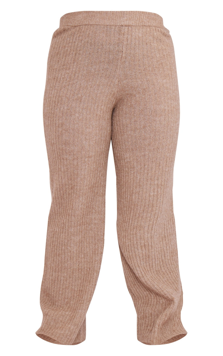 Plus Cream Soft Knit Wide Leg Trousers Next Day Delivery Before 10 pm