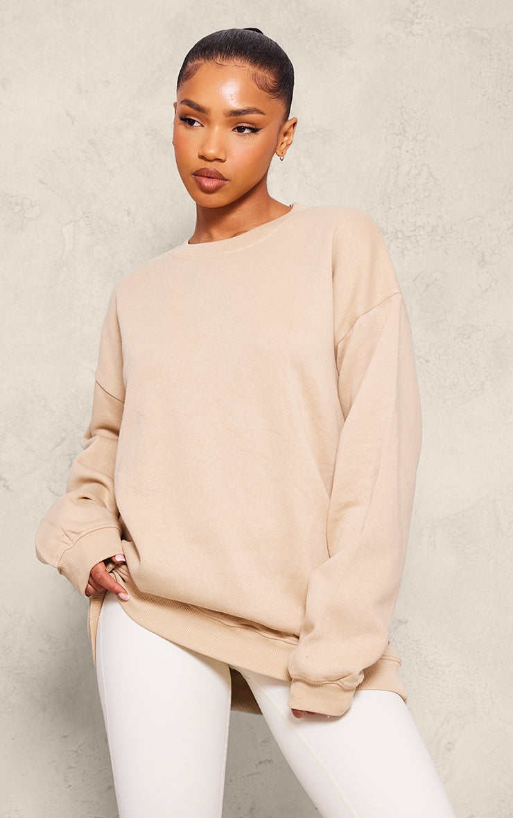 Next Day Delivery Before 10 PM Sand Oversized Fit Sweatshirt