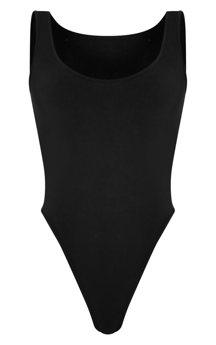 Next Day Delivery Before 10 PM Black Basic Slinky Scoop Neck Bodysuit