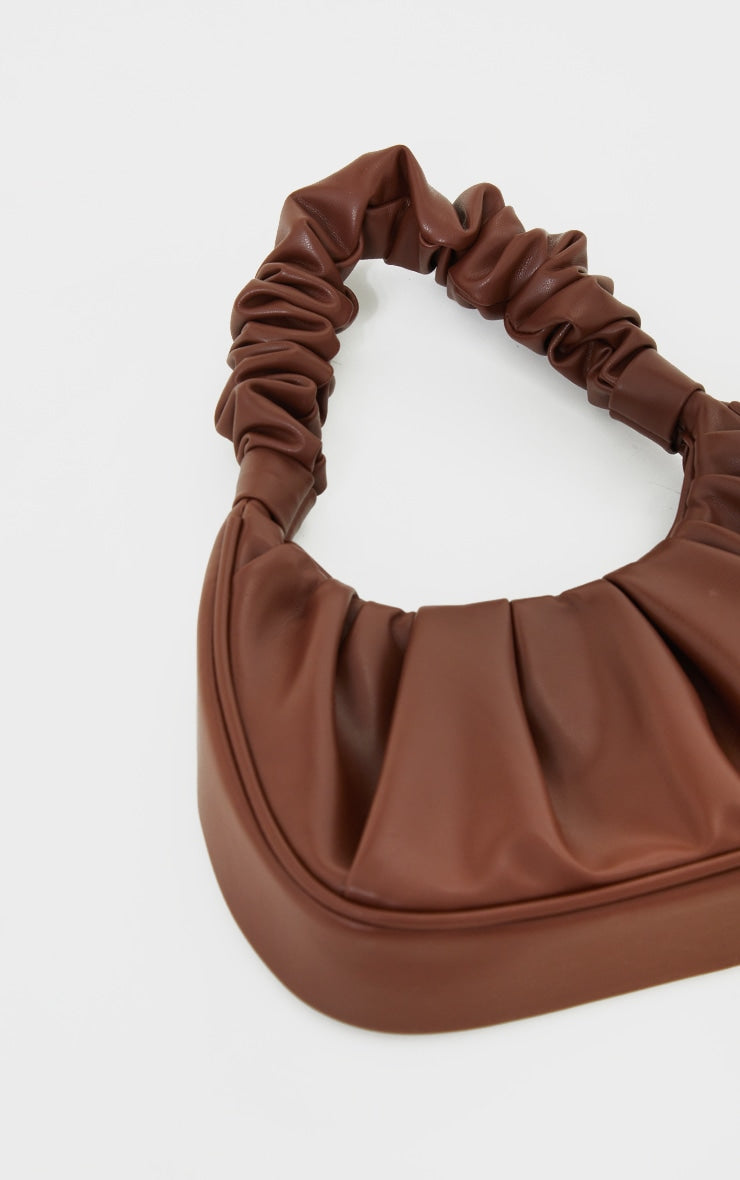 Black Extreme Ruched Handle Shoulder Bag