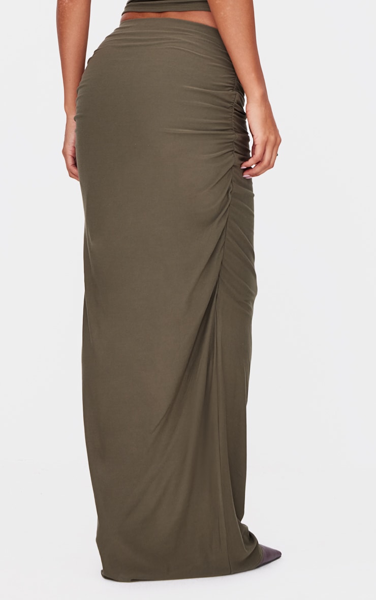 Khaki Soft Touch Ruched Maxi Skirt Next Day Delivery Before 10PM
