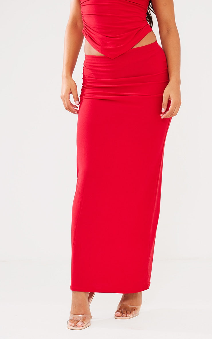Khaki Soft Touch Low Rise Maxi Skirt Next Day Before 10 PM
