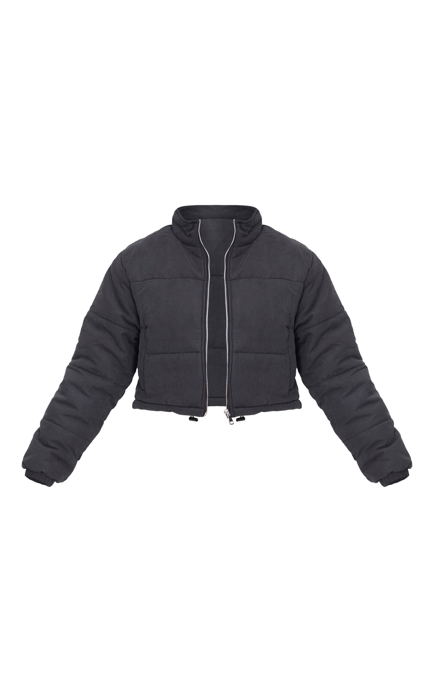 Black Super Cropped Peach Skin Puffer Next Day Delivery Before 10PM