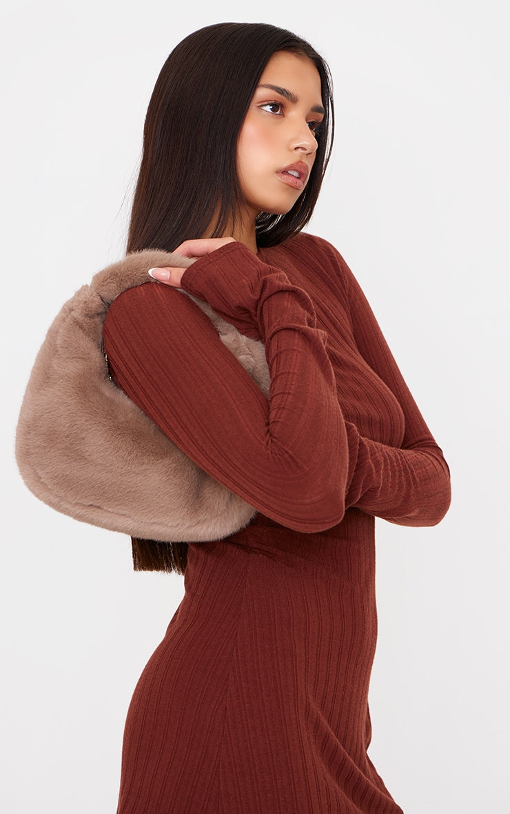 Chocolate Rib Tie Cut Out Back Shift Dress