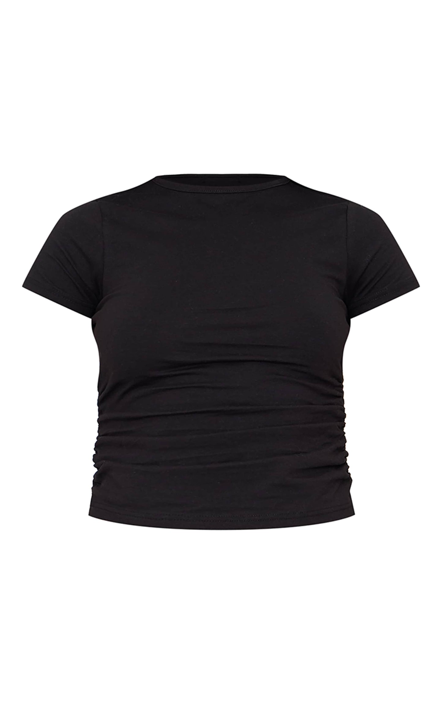 Black Cotton Side Cap Sleeve Ruched Top Next Day Before 10 PM