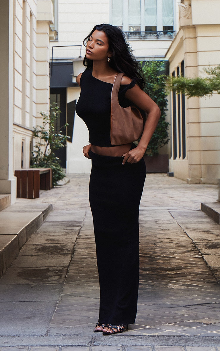 Black Fine Knit Twist Neck Vest Top Next Day Before 10 PM