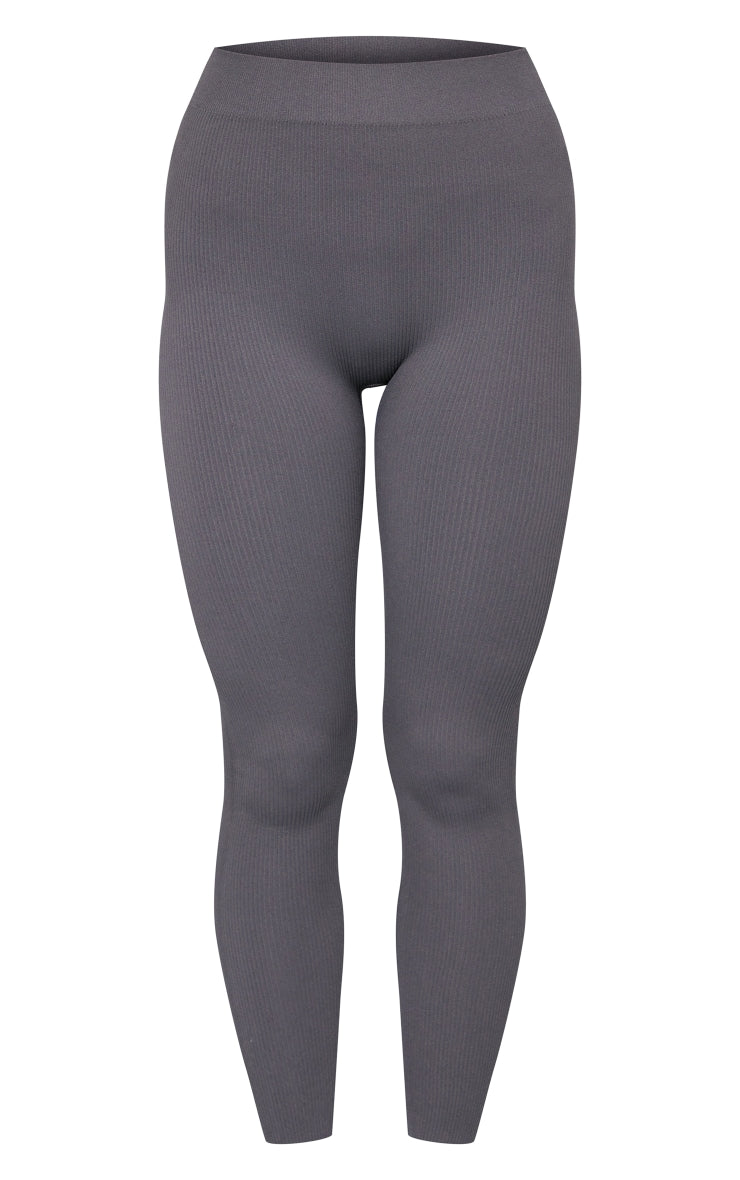 Charcoal Structured Contour Ribbed Leggings Next Day Delivery