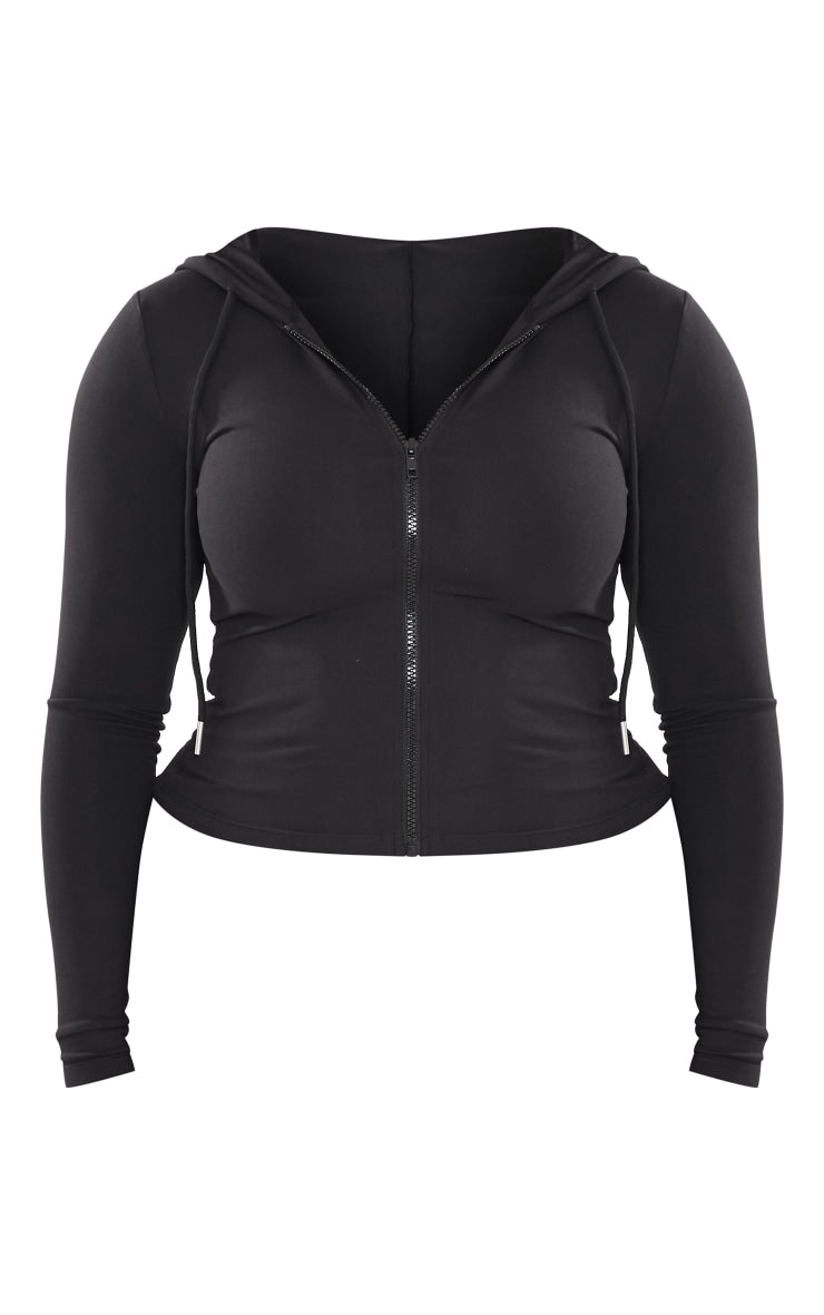 Shape Black Sculpted Zip Through Hoodie Next Day Delivery Before 10 pm