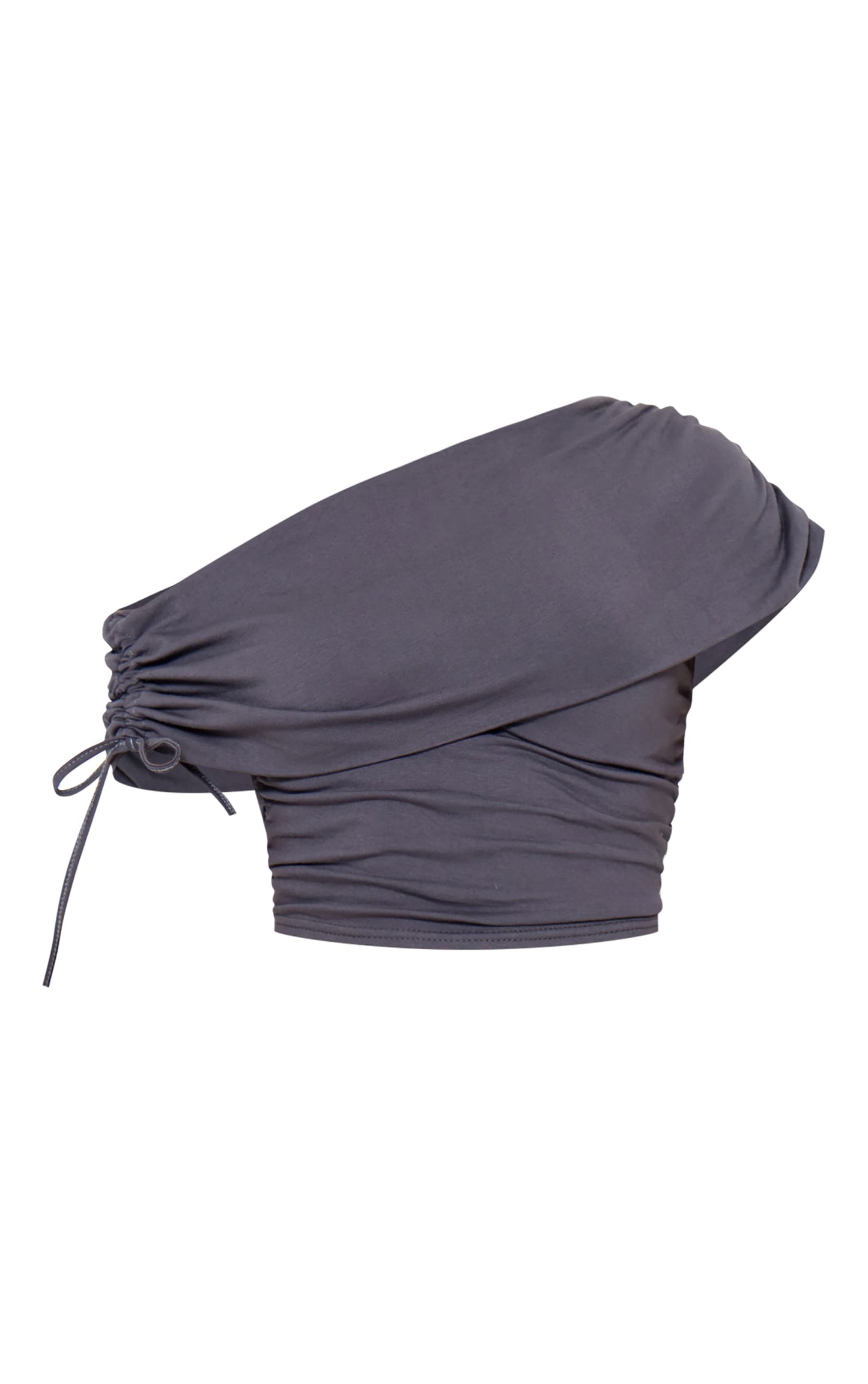 Dark Brown Ruched Side Off The Shoulder Top Next Day Before 10PM