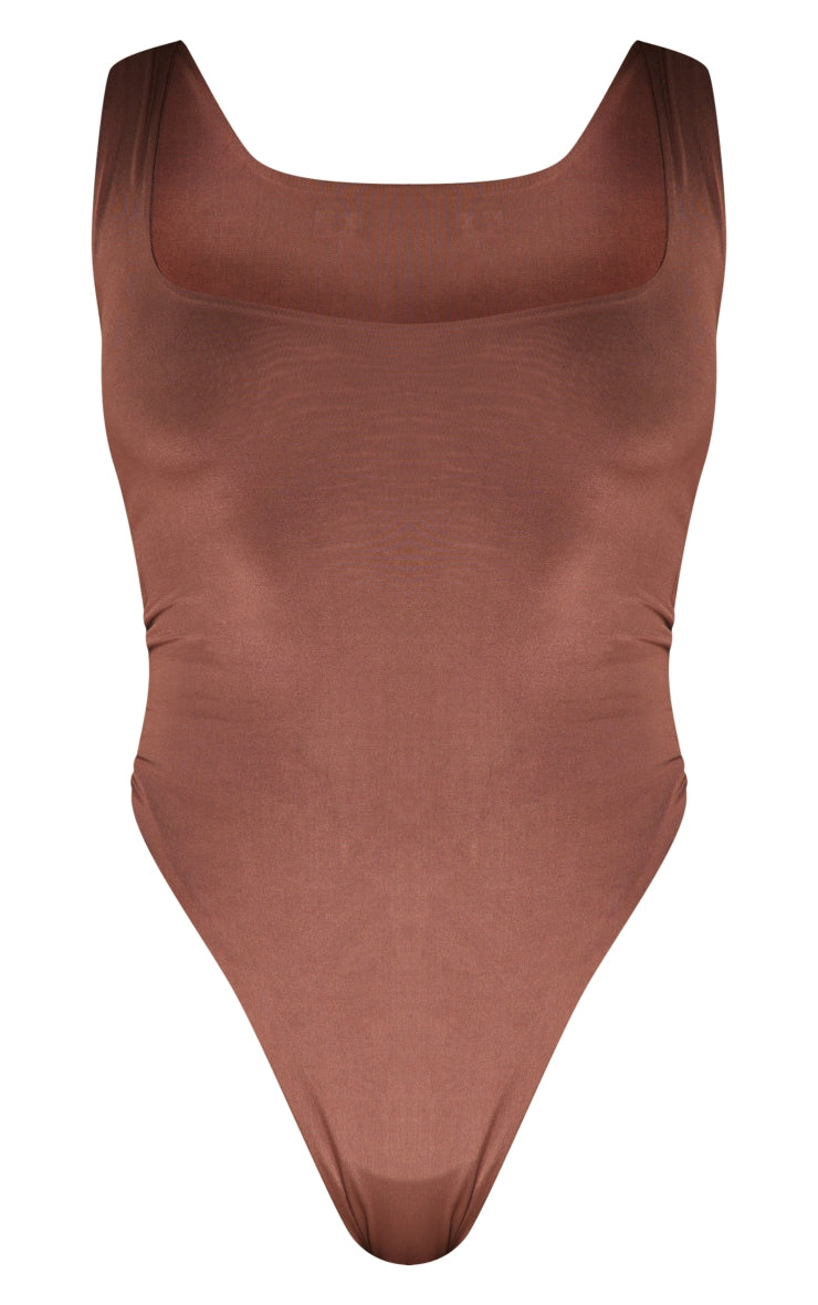 Next Day Delivery Before 10 PM Black Basic Slinky Scoop Neck Bodysuit