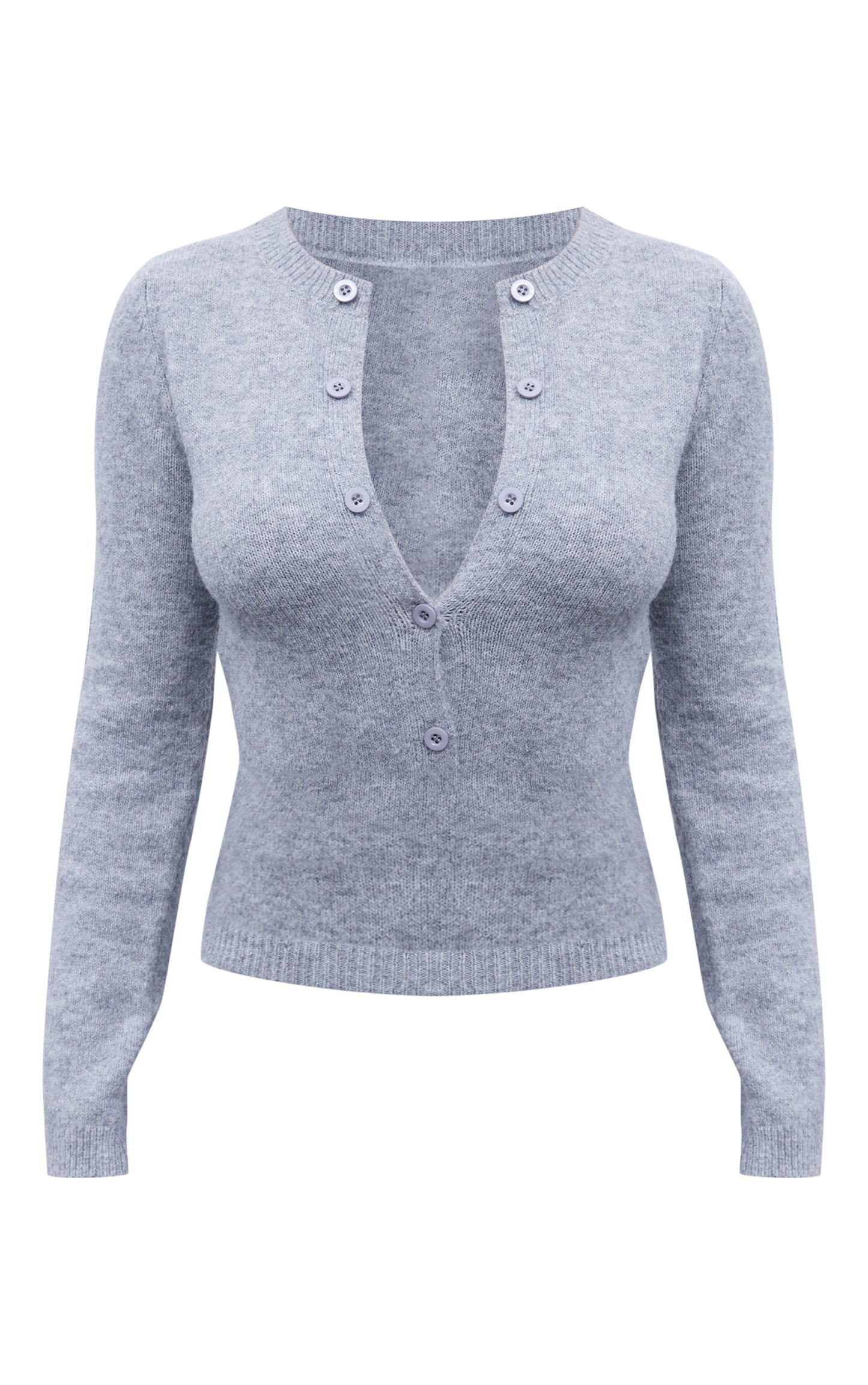 Next Day Delivery Before 10 pm Ash Grey Soft Knit Button Up Bodysuit