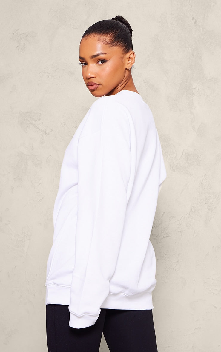 White Oversized Fitting Sweatshirt Next Day Delivery Before 10 pm