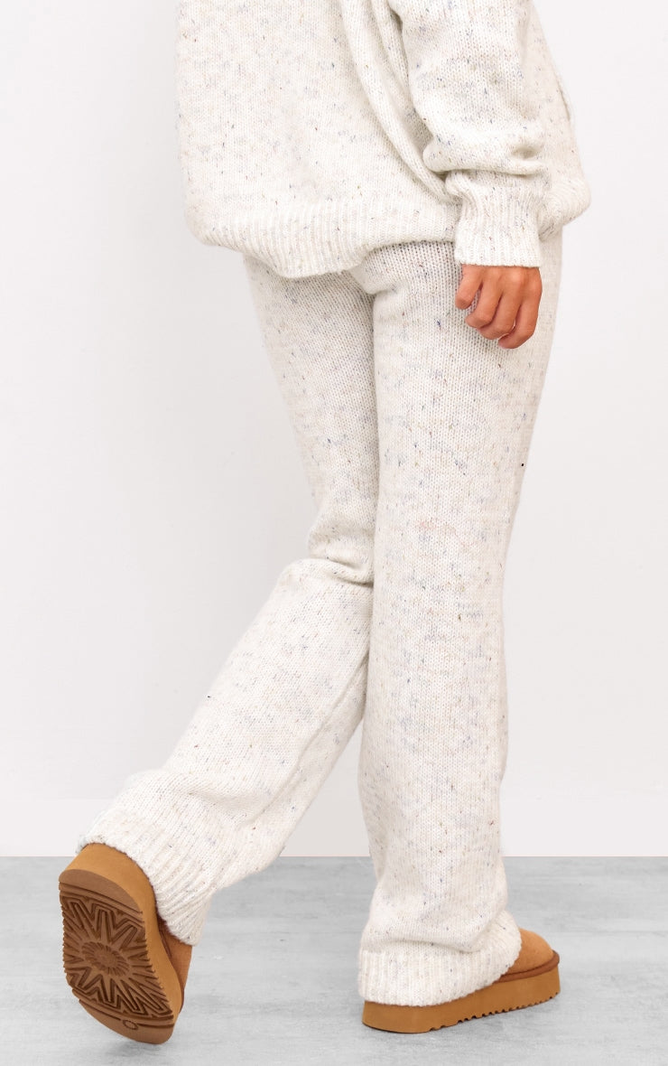 Black Space Dye Knitted Wide Leg Trousers Next Day Delivery Before 10 pm