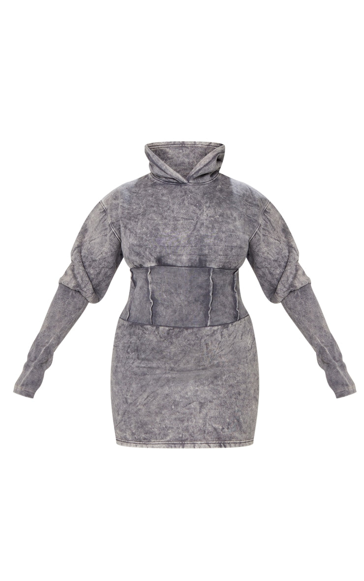 Shape Washed Grey Sweat Corset Detail Jumper Dress Next Day Delivery Before 10 pm