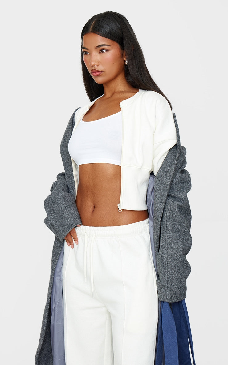 Charcoal Seam Detail Wide Leg Joggers Next Day Delivery