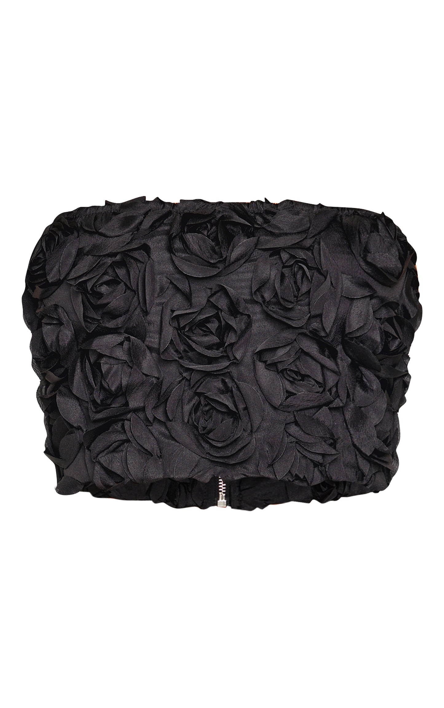 Petite Black Flower Detail Bandeau Top Next Day Delivery Before 10PM