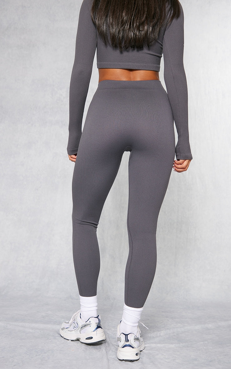 Charcoal Structured Contour Ribbed Leggings Next Day Delivery