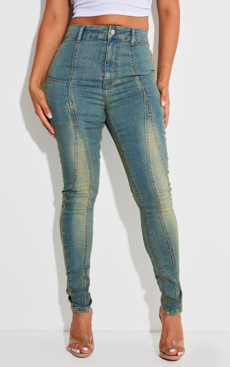 Shape Indigo Blue Wash Panel Detail Skinny Jeans Next Day Delivery Before 10 pm