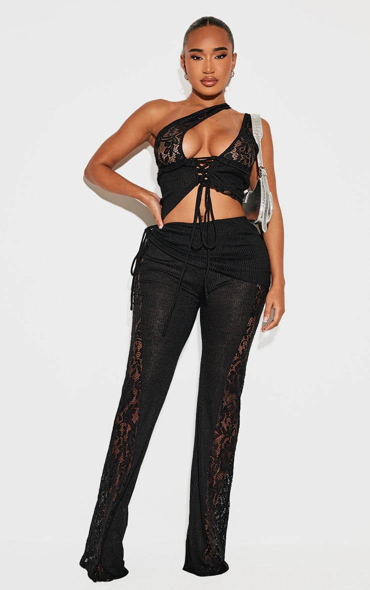 Shape Black Lace Up Bralet Top