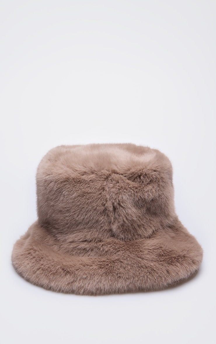 Mushroom Faux Fur Bucket Hat Next Day Delivery Before 10 pm