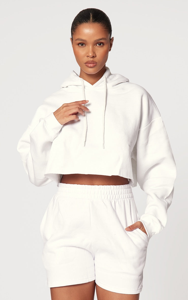Sand Oversized Fit Cropped Sweat Hoodie Next Day Delivery Before 10 pm