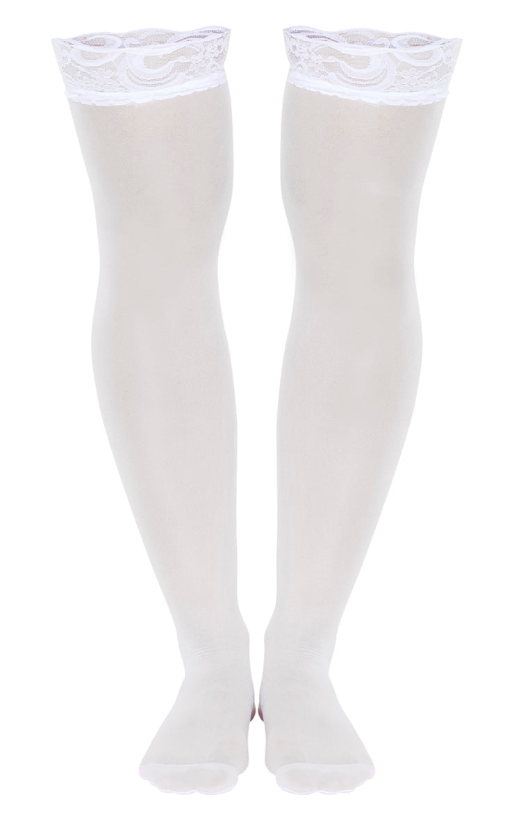 Black Lace Top Sheer Hold Up Stockings Next Day Delivery