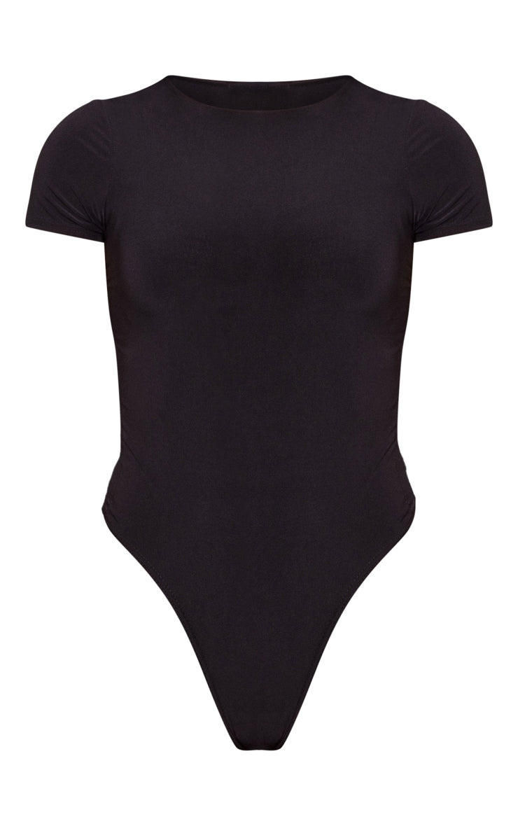 White Basic Slinky Short Sleeve Bodysuit Next Day Delivery Before 10 pm