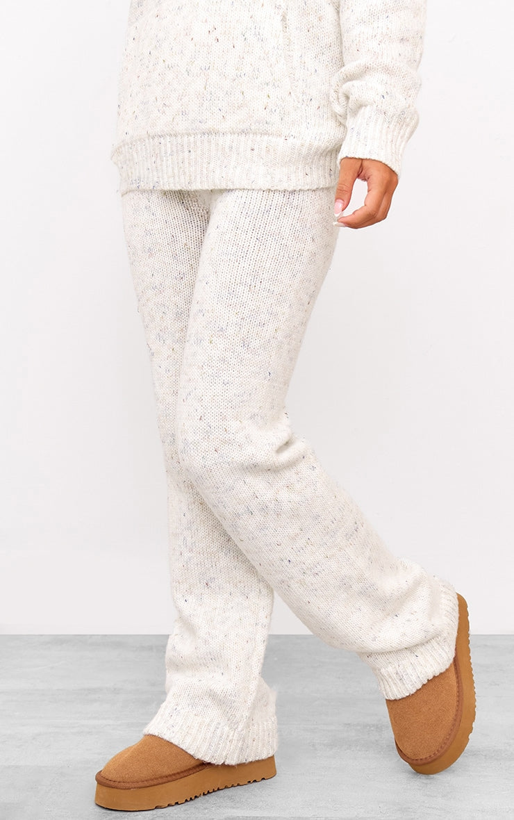 Black Space Dye Knitted Wide Leg Trousers Next Day Delivery Before 10 pm