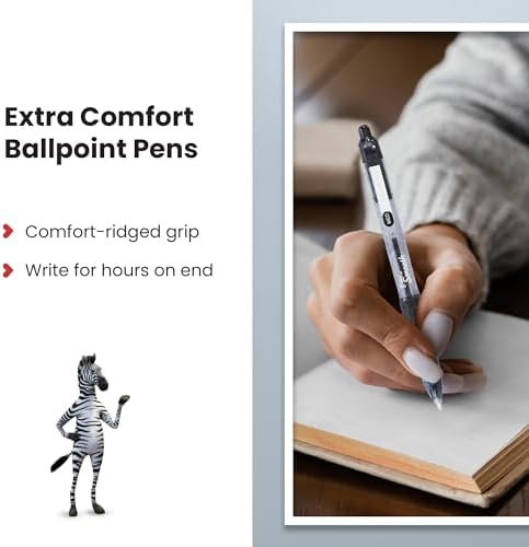 ZEBRA Pen Z Grip Smooth Black Ballpoint Pens, Comfortable ZEBRA Pens With Pocket Clip, Retractable Ballpoint, Reliable Black Biro Pens Multipack For Everyday Use - Medium Point, 5pk
