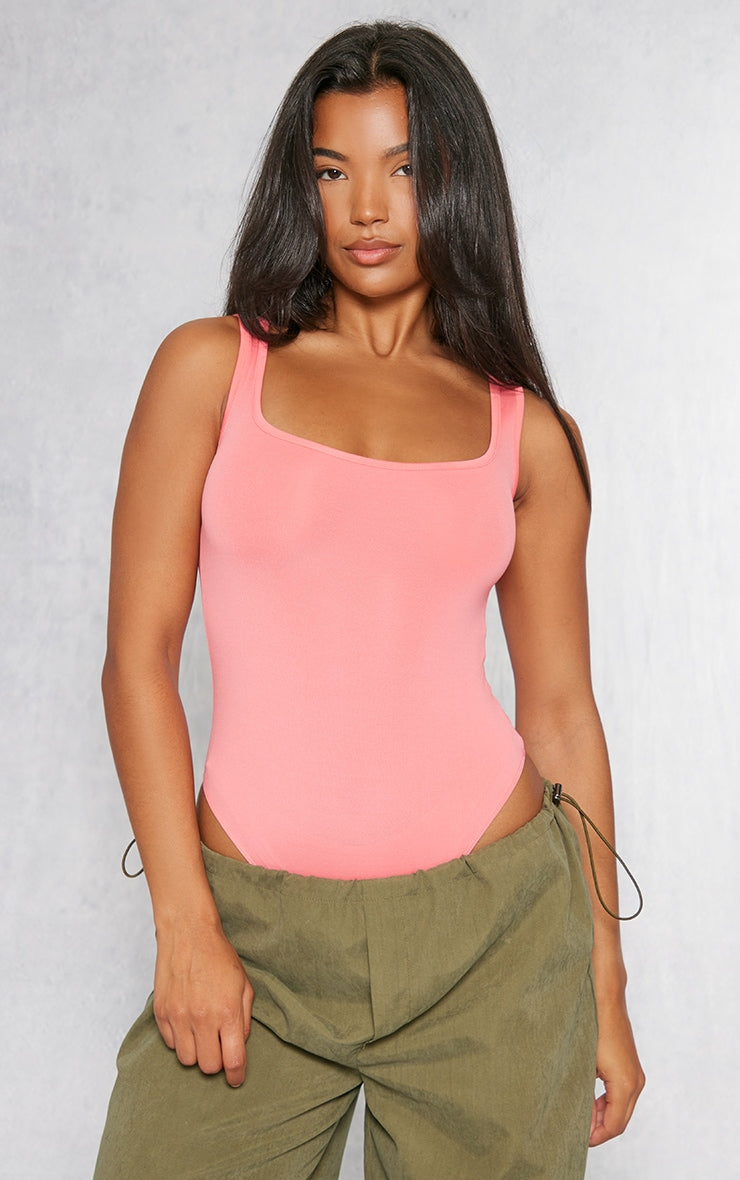Next Day Delivery Before 10 PM Black Basic Slinky Scoop Neck Bodysuit