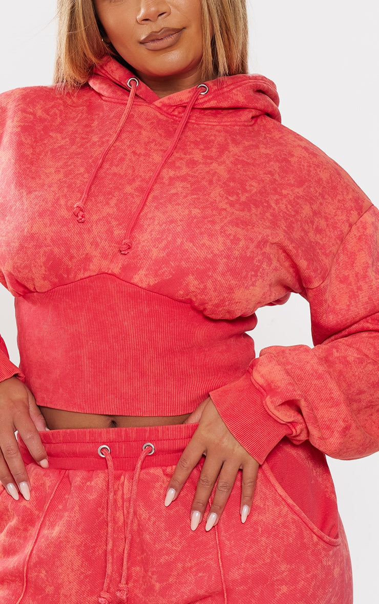 Shape Blue Sweat Cropped Shirred Waist Hoodie Next Day Delivery Before 10 pm
