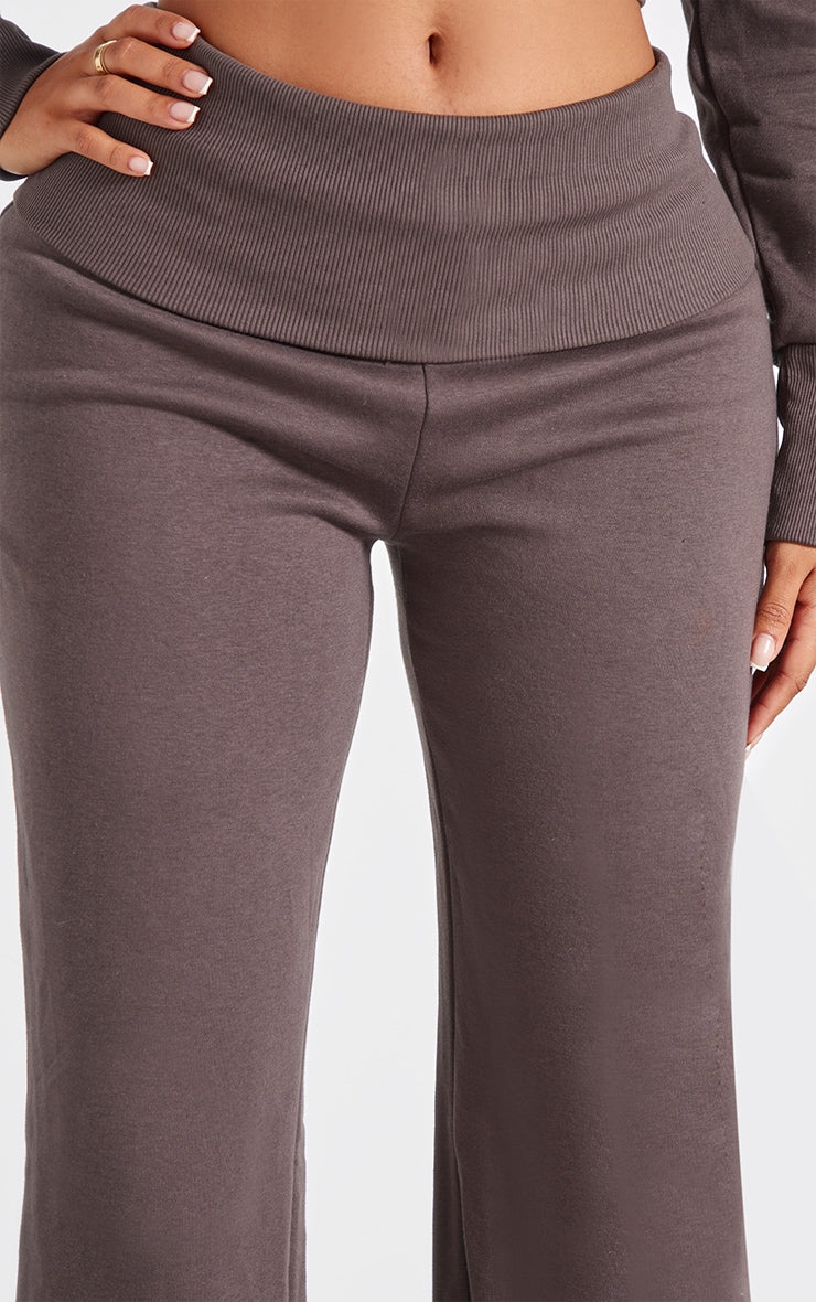 Shape Chocolate Foldover Waist Flare Joggers Next Day Delivery