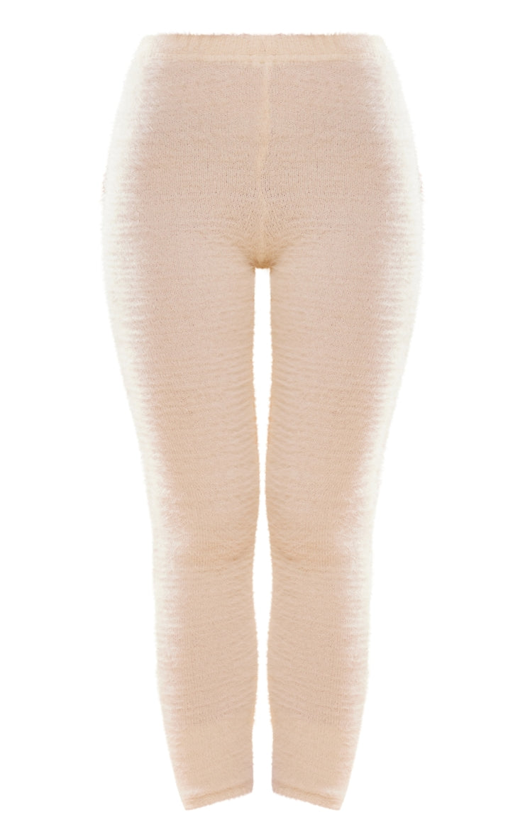 Cream Eyelash Knit High Waist Leggings Next Day Delivery Before 10 pm