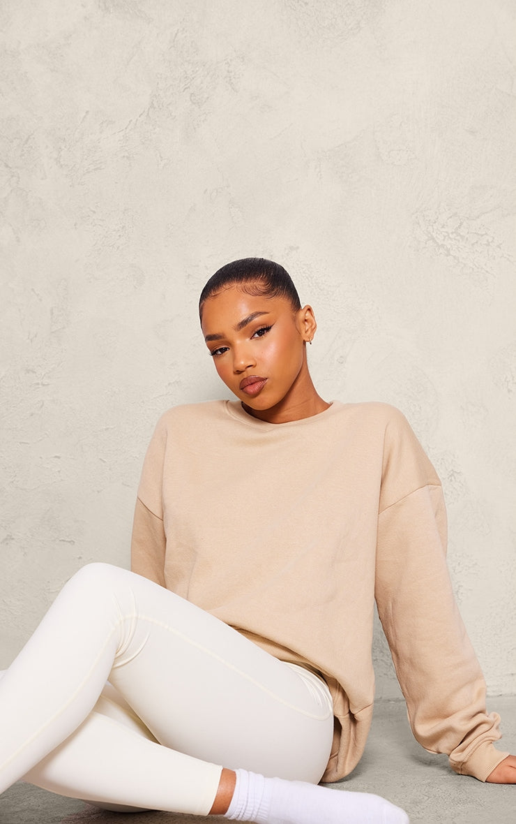 Next Day Delivery Before 10 PM Sand Oversized Fit Sweatshirt