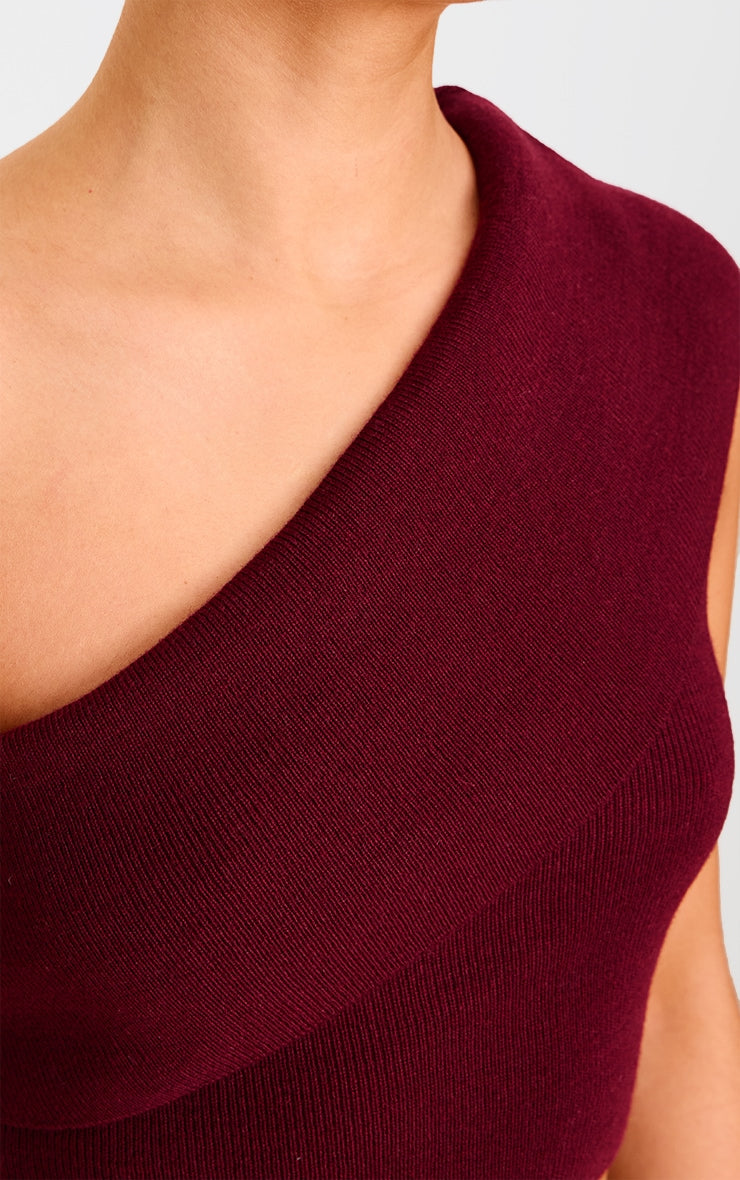 Black Soft Rib Knit One Shoulder Fold Over Crop Top Next Day Delivery