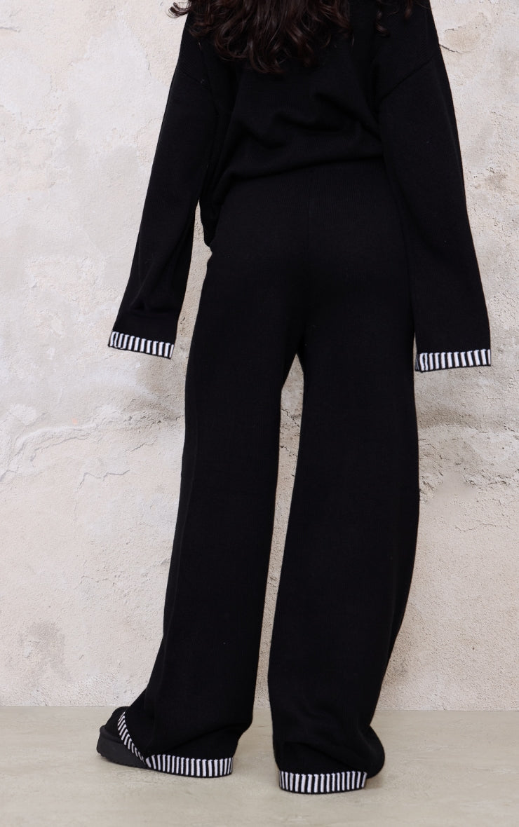Cream Contrast Stitch Detail Knit Drawstring Waist Trousers Next Day Delivery Before 10 pm