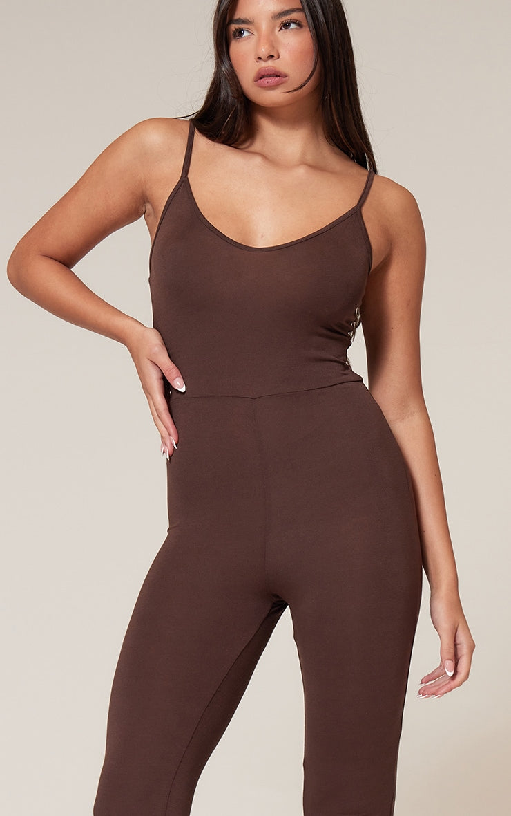 Black Basic Strappy Plunge Jumpsuit Next Day Delivery Before 10 pm