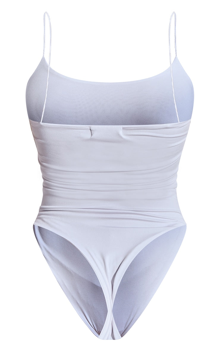Next Day Delivery Before 10 PM Shape White Slinky Spaghetti Strap Bodysuit