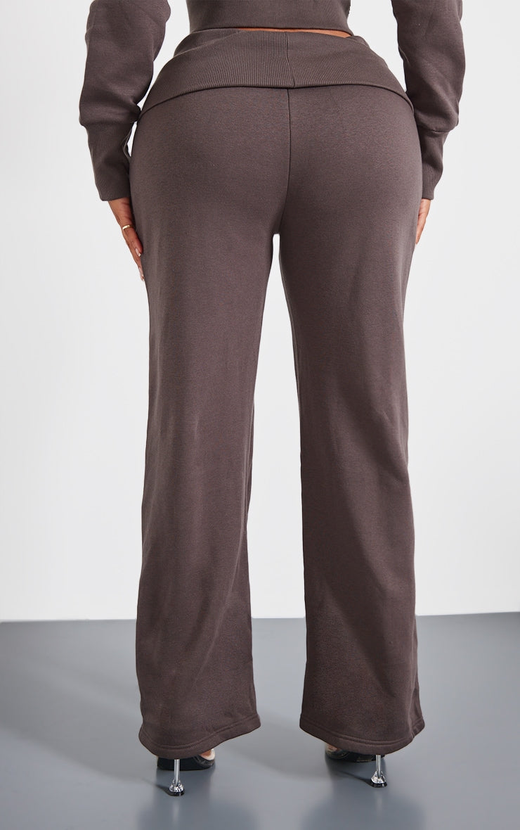 Shape Chocolate Foldover Waist Flare Joggers Next Day Delivery
