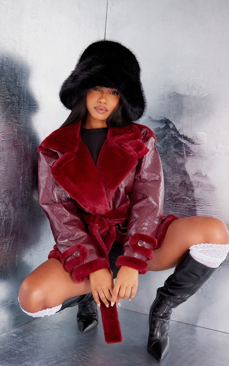 Chocolate Faux Fur Fluffy Bucket Hat Next Day Delivery Before 10 pm
