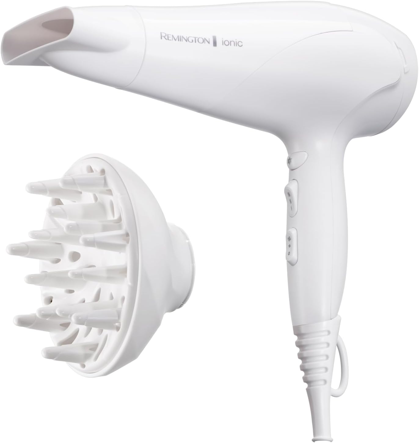 Next Day Delivery RRP £51.99Remington Hair Dryer Ionic (Powerful, Fast Professional Styling, Diffuser, Concentrator, Ionic Conditioning for Frizz Free Hair, 3 Heat / 2 Speed Settings, Cool Shot, 2200W, Purple) D3190