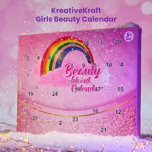 KreativeKraft Girls Beauty Advent Calendar 2024 - Peel Off Nail Polish Makeup Nail Stickers (Beauty)