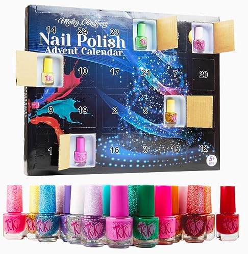 KreativeKraft Girls Beauty Advent Calendar 2024 - Peel Off Nail Polish Makeup Nail Stickers (Beauty)