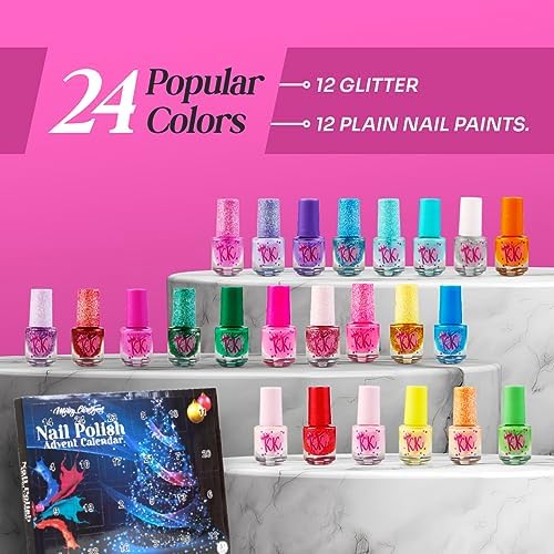 KreativeKraft Girls Beauty Advent Calendar 2024 - Peel Off Nail Polish Makeup Nail Stickers (Beauty)