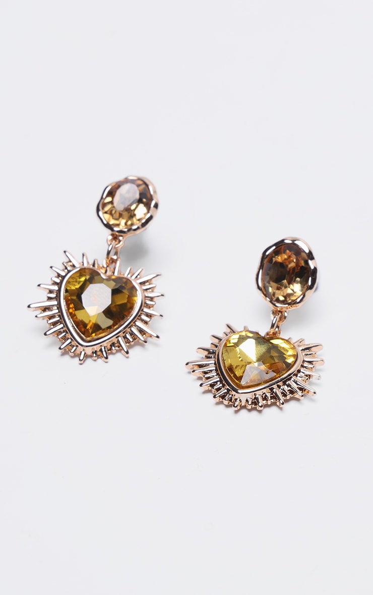 Red Heart Jewel Statement Stud Earrings