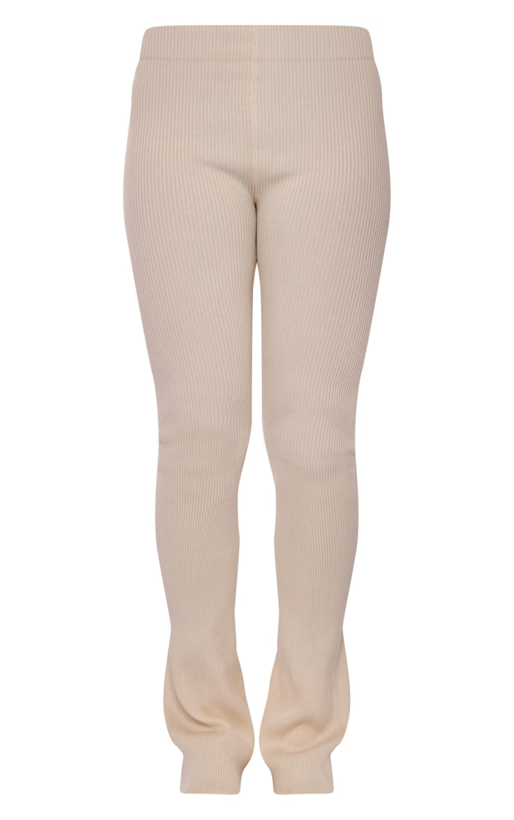 Cream Rib Knit Flared Trousers Next Day Delivery Before 10 pm