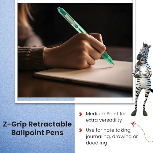 ZEBRA Pen Z Grip Smooth Black Ballpoint Pens, Comfortable ZEBRA Pens With Pocket Clip, Retractable Ballpoint, Reliable Black Biro Pens Multipack For Everyday Use - Medium Point, 5pk